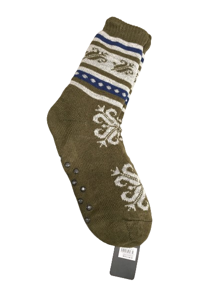 1 Pair Mens Non Slip Thick Fur Warm Winter Bed Socks Thermal Warm Cushion - One Size