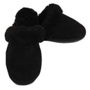 100% Sheepskin Moccasin Slippers Winter Genuine Scuffs Slip On Mens Womens - Black (with fur) - 8