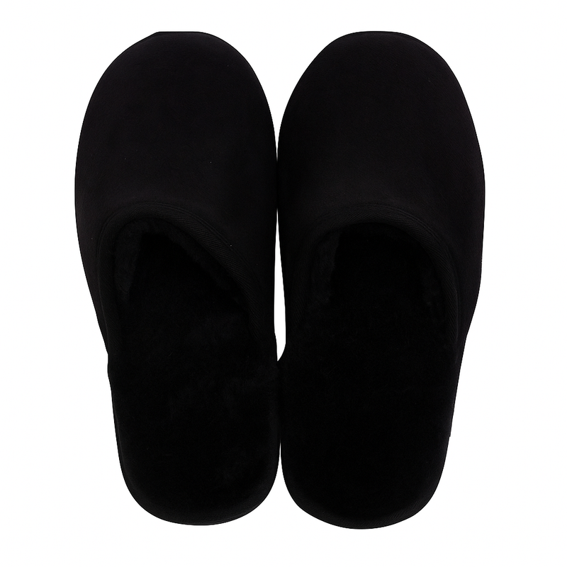 100% Sheepskin Moccasin Slippers Winter Genuine Scuffs Slip On Mens Womens - Black (without fur) - 8