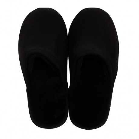 100% Sheepskin Moccasin Slippers Winter Genuine Scuffs Slip On Mens Womens - Black (without fur) - 9