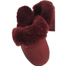 100% Sheepskin Moccasin Slippers Winter Genuine Scuffs Slip On Mens Womens - Red (with fur) - 7