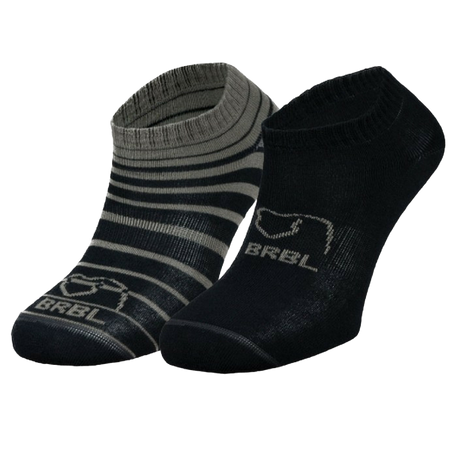 2pk BRBL Baloo Ankle Socks Low Cut MADE IN ITALY  - Dark Grey/Mid Grey - L