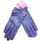 DENTS Ladies Sheepskin Lined Ruffle Piping Gloves Driving LL1017 Purple Cognac - Purple - Large