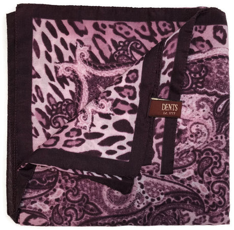 DENTS Ladies Animal Print & Paisley Scarf MADE IN ITALY Womens Warm Winter - Amethyst