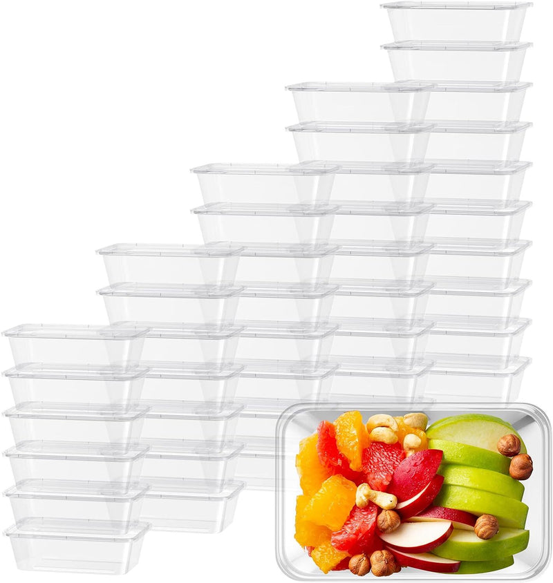 500pcs 350ml Reusable Food Containers Plastic Meal Prep Storage w/Lids - BPA Free