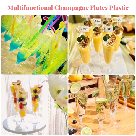 144x 150ml Premium Plastic Champagne Glasses Flutes Mimosa Bulk - Clear