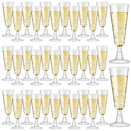 144x 210ml Premium Plastic Wine/Champagne Glasses Flutes Bulk - Clear