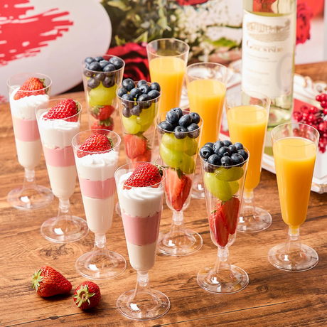 144x 210ml Premium Plastic Wine/Champagne Glasses Flutes Bulk - Clear