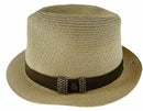 Dents Mens Straw Hat Toyo Trilby Fedora Summer Sun Stingy Brim  - Natural/Brown - S/M