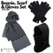 Dents 3pc Set Mens Black Thermal Windproof Beanie Hat Scarf Thinsulate Gloves