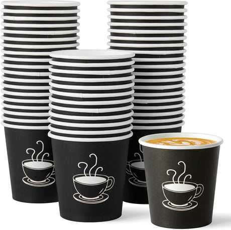 2880x Premium Paper Small Coffee Cups 2.5oz for Espresso Macchiato Piccolo Short Black - Black