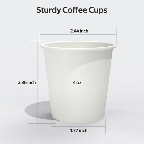 2400x 4oz Premium Small Paper Coffee Cups Espresso Macchiato Piccolo Short Black in White