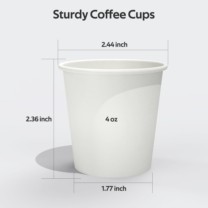 2400x 4oz Premium Small Paper Coffee Cups Espresso Macchiato Piccolo Short Black in White