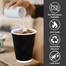 500x Triple Wall Coffee Cups (12oz) Disposable Takeaway BPA Free Paper Bulk in Black