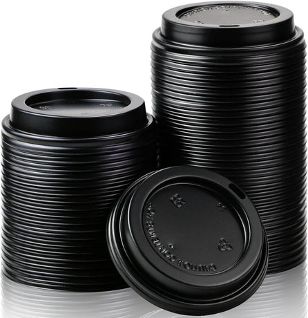 1000x 90mm Plastic Coffee Cup Lids for 12oz / 16oz Cups Dome Style - Black