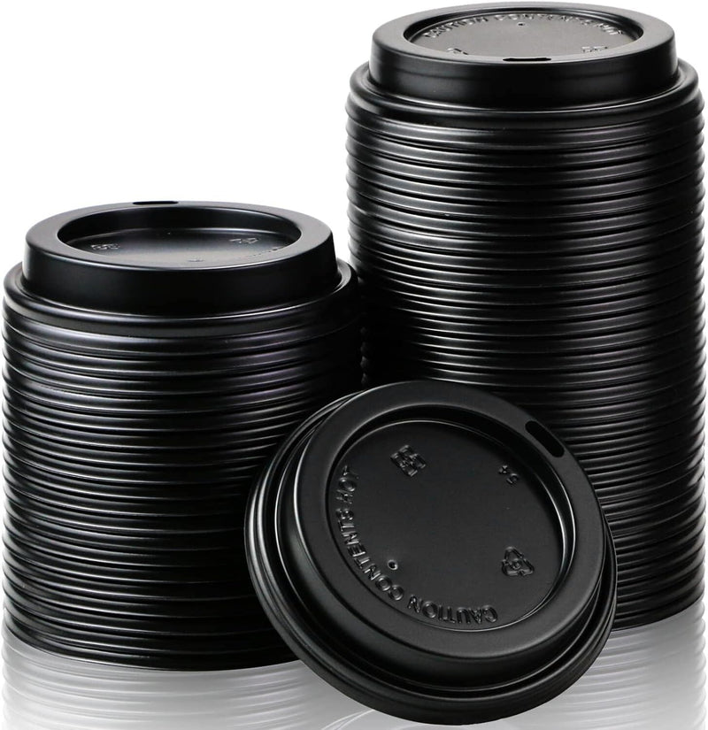 1000x 90mm Plastic Coffee Cup Lids for 12oz / 16oz Cups Dome Style - Black