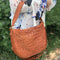 Pierre Cardin Woven Leather Ladies Crossbody Messenger Bag Travel - Cognac