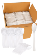 1200x Reusable & Disposable Plastic Spoons BPA Free Bulk Cutlery in White
