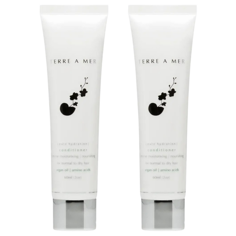 2x Terre A Mer Pure Hydration Amino Acid/Argan Conditioner - 60ml Travel Size