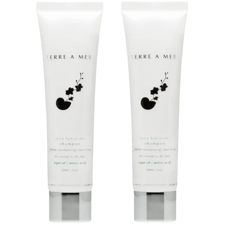 2x Terre A Mer Pure Hydration Amino Acid/Argan Oil Shampoo - 60ml Travel Size
