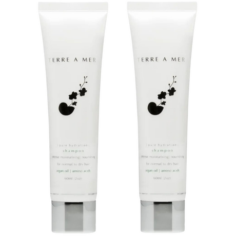 2x Terre A Mer Pure Hydration Amino Acid/Argan Oil Shampoo - 60ml Travel Size