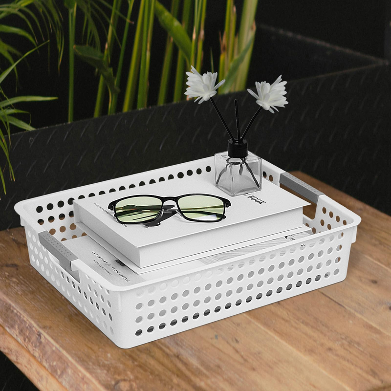 36x Premium Plastic Storage Basket Bulk w/ Grip Handles 26.5*17.2*7.3cm