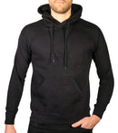 Adult Mens 100% Cotton Fleece Hoodie Jumper Pullover Sweater Warm Sweatshirt - Black