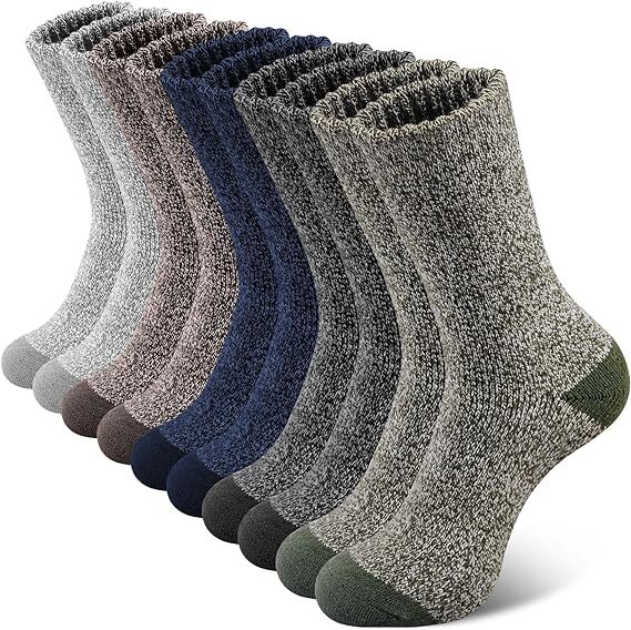 6 Pairs Heavy Duty Wool Blend Work Socks Extra Thick Cushion in Assorted Colours - 2-8