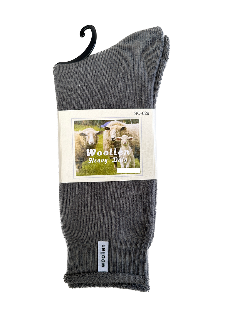 1 Pair Premium Mens Wool Heavy Duty Thick Work Socks Cushion Woolen - Grey - 11-14