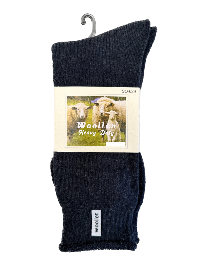1 Pair Premium Mens Wool Heavy Duty Thick Work Socks Cushion Woolen - Navy - 11-14