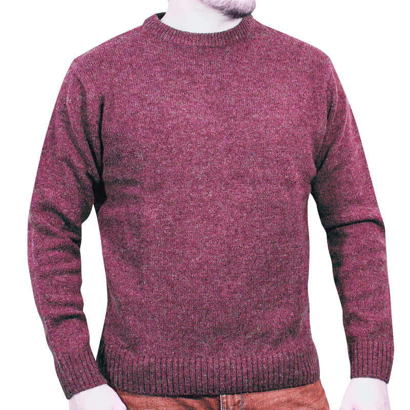 100% SHETLAND WOOL CREW Round Neck Knit JUMPER Pullover Mens Sweater Knitted