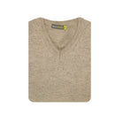 100% Shetland Wool V Neck Knit Jumper Pullover Mens Sweater Knitted - Oat Marle (03) - 3XL