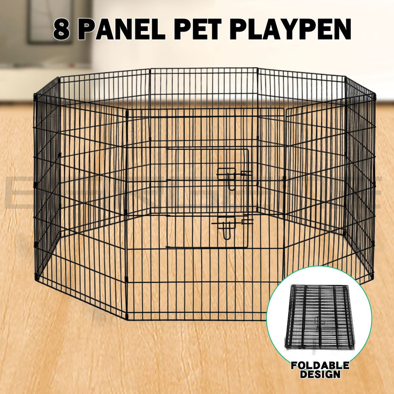 30" 8 Panel Pet Dog Playpen Puppy Exercise Cage Enclosure Fence Play Pen
