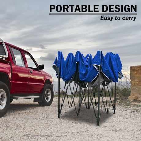 3x3m Pop Up Gazebo Outdoor Tent Folding Marquee Party Camping Market Canopy w/ Side Wall - blue