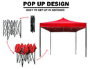 3x3m Pop Up Gazebo Outdoor Tent Folding Marquee Party Camping Market Canopy w/ Side Wall - red