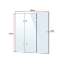 3 Fold Chrome Folding Bath Shower Screen Door Panel 1300mm x 1400mm