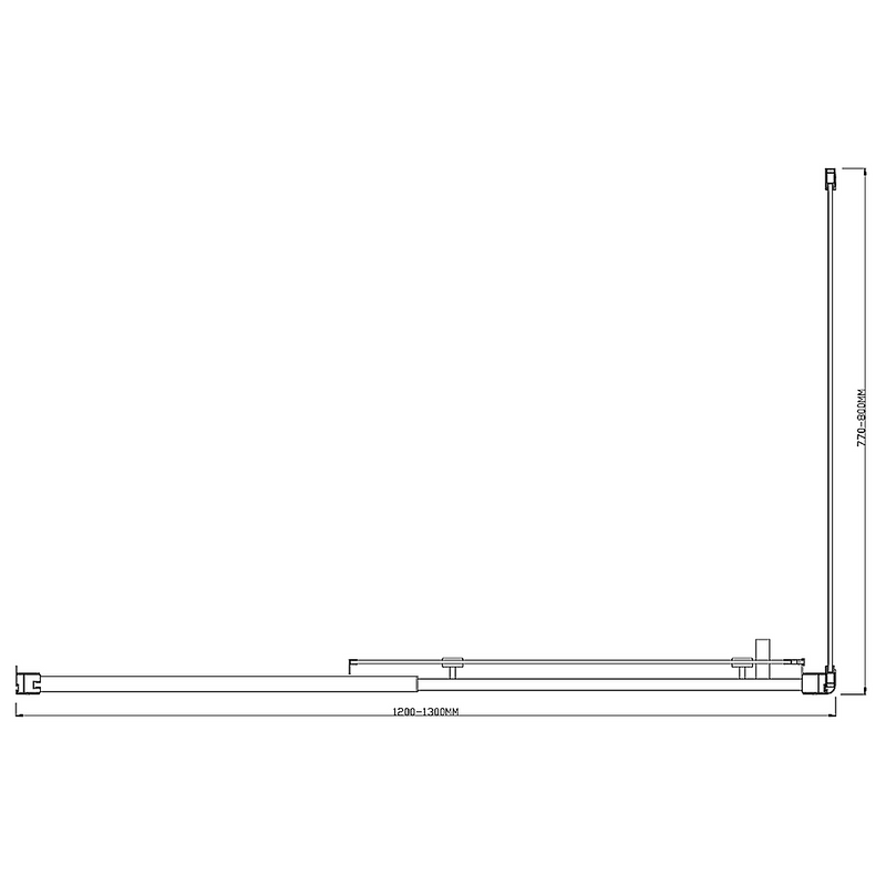 Adjustable 1300x800mm Single Door Corner Sliding Glass Shower Screen in Black