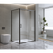 Adjustable 1300x920mm Single Door Corner Sliding Glass Shower Screen in Black