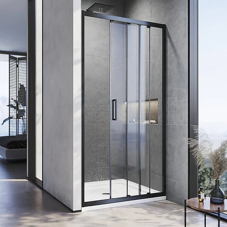 130-140cm Adjustable Wall to Wall Sliding Glass Shower Door in Black
