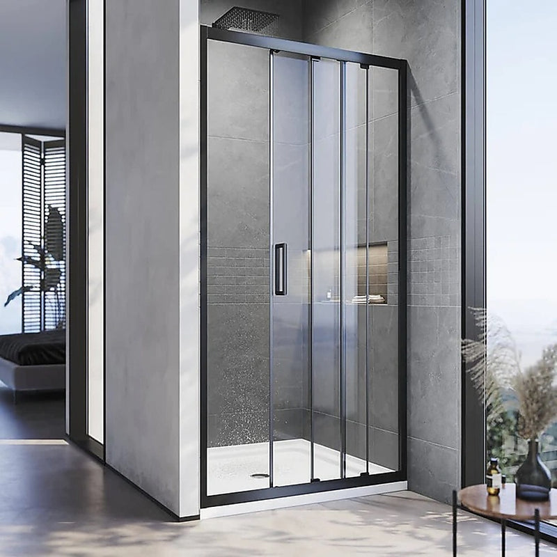 130-140cm Adjustable Wall to Wall Sliding Glass Shower Door in Black
