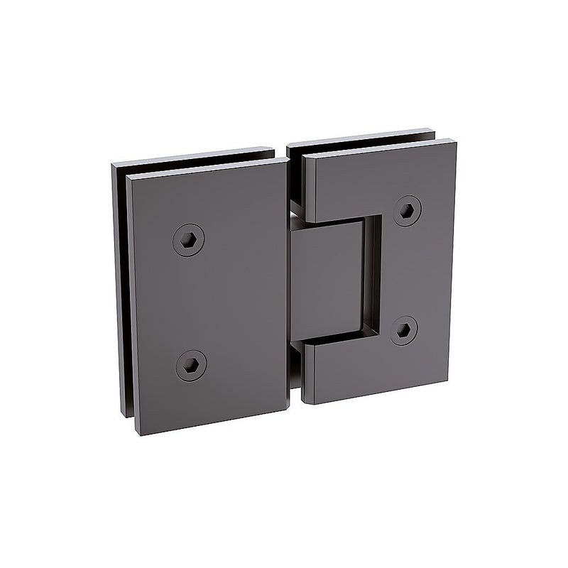 110x90cm Corner Frameless Shower Screen with Gunmetal Brackets and Brass Hinges, Square Knob Handle