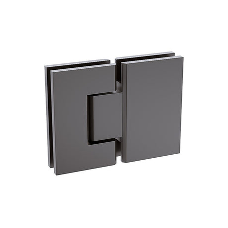 110x100cm Corner Frameless Shower Screen with Gunmetal Brackets and Brass Hinges, Square Double Pull Handle