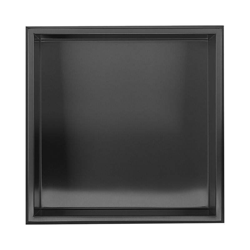 336 x 336 x 101mm Shower Niche Single Shelf Organizer No Tile Needed in Black