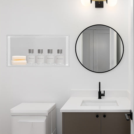 641 x 336 x 101mm Shower Niche Single Shelf Organizer No Tile Needed in White