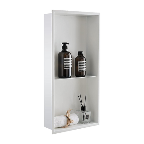 641 x 336 x 101mm Shower Niche Double Shelf Organizer No Tile Needed in White