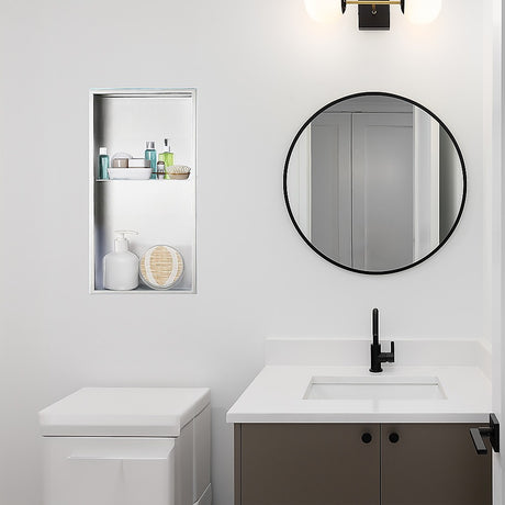 641 x 336 x 101mm Shower Niche Double Shelf Organizer No Tile Needed in White