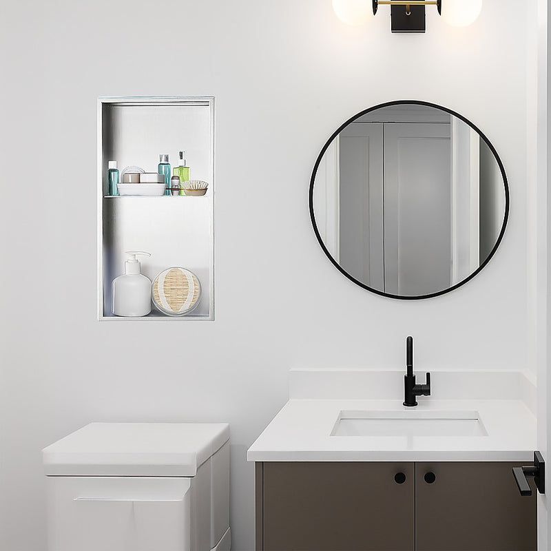 641 x 336 x 101mm Shower Niche Double Shelf Organizer No Tile Needed in White