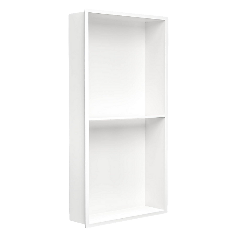 641 x 336 x 101mm Shower Niche Double Shelf Organizer No Tile Needed in White