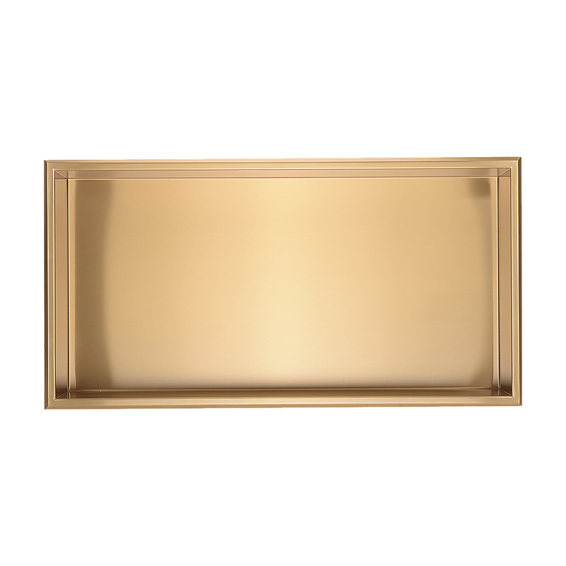 641 x 336 x 101mm Shower Niche Single Shelf Organizer No Tile Needed in Gold