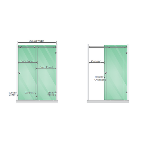 130cm Frameless Glass Sliding Shower Door with Black Rail and Hardware